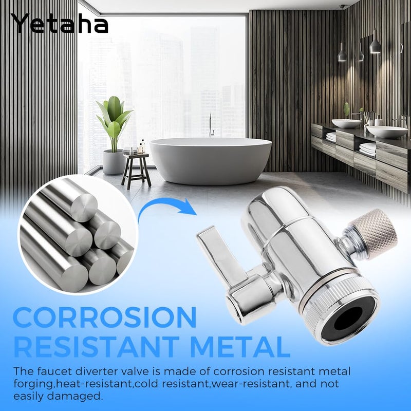Yetaha 3/8" Faucet Diverter Valve, Kitchen Bathroom Faucet Splitter Adapter for Tubing Replacement Part, Bathroom Vanity Metal Sink Connector, Single Handle - Image 5